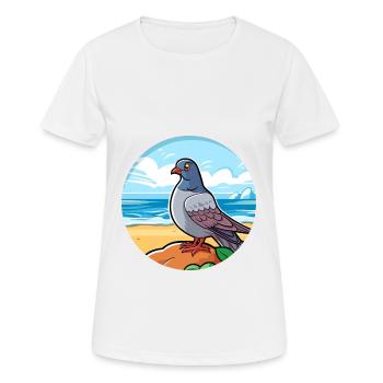Pigeon aquarelle dessin animé kawaii clipart animal - T-shirt respirant Femme - blanc - Devant - AI Model Female 172 dark (172cm)