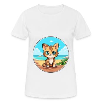 Chaton aquarelle dessin animé Kawaii Clipart Animal - T-shirt respirant Femme - blanc - Devant - AI Model Female 172 dark (172cm)