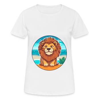Lion Watercolor Cartoon Kawaii Clipart Animal - Women's Breathable T-Shirt - white - Front - AI Model Female 172 dark (172cm)