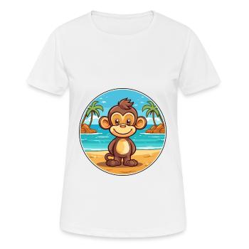 Monkey Watercolor Cartoon Kawaii Clipart Animal - Women's Breathable T-Shirt - white - Front - AI Model Female 172 dark (172cm)