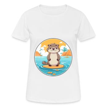Loutre aquarelle dessin animé Kawaii Clipart Animal - T-shirt respirant Femme - blanc - Devant - AI Model Female 172 dark (172cm)