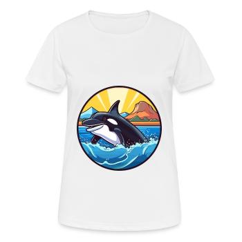 Orca Watercolor Cartoon Kawaii Clipart Animal - Women's Breathable T-Shirt - white - Front - AI Model Female 172 dark (172cm)