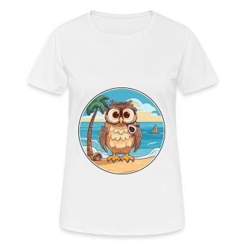 Owl Watercolor Cartoon Kawaii Clipart Animal - Women's Breathable T-Shirt - white - Front - AI Model Female 172 dark (172cm)