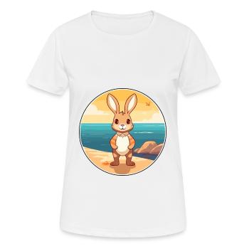 Kaninchen Aquarell Cartoon Kawaii Clipart Tier - Frauen T-Shirt atmungsaktiv - Weiß - Vorne - AI Model Female 172 dark (172cm)