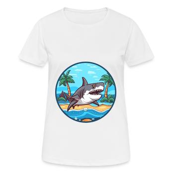 Requin aquarelle dessin animé kawaii Clipart Animal - T-shirt respirant Femme - blanc - Devant - AI Model Female 172 dark (172cm)