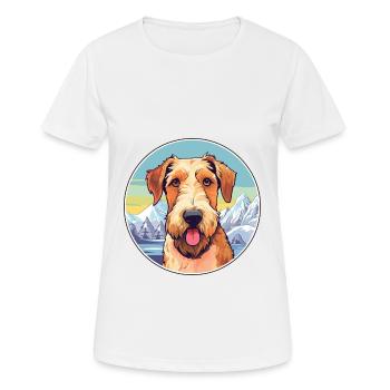 Airedale Terrier chien race dessin animé Kawaii Watercol - T-shirt respirant Femme - blanc - Devant - AI Model Female 172 dark (172cm)