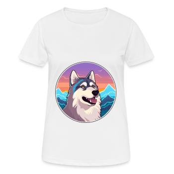 Alaskan Husky Hunderasse Cartoon Kawaii Aquarell - Frauen T-Shirt atmungsaktiv - Weiß - Vorne - AI Model Female 172 dark (172cm)