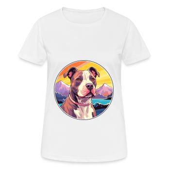American Pitbull Terrier Dog Breed Cartoon Kawaii - Women's Breathable T-Shirt - white - Front - AI Model Female 172 dark (172cm)