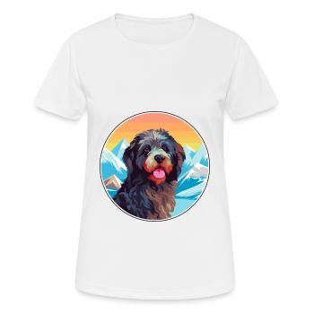 Barbet Dog Breed Cartoon Kawaii Watercolor - Women's Breathable T-Shirt - white - Front - AI Model Female 172 dark (172cm)