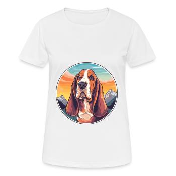 Basset Hund Hund Rasse Cartoon Kawaii Aquarell - Frauen T-Shirt atmungsaktiv - Weiß - Vorne - AI Model Female 172 dark (172cm)