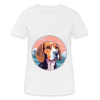 Beagle Dog Breed Cartoon Kawaii Watercolor - Women's Breathable T-Shirt - white - Front - AI Model Female 172 dark (172cm)