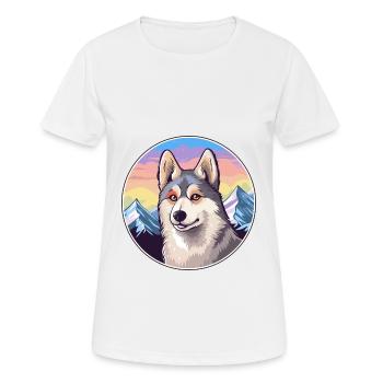Alaskan Klee Kai chien race dessin animé Kawaii Watercol - T-shirt respirant Femme - blanc - Devant - AI Model Female 172 dark (172cm)