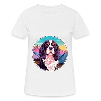 Alpine Spaniel Dog Breed Cartoon Kawaii Watercolor - Women's Breathable T-Shirt - white - Front - AI Model Female 172 dark (172cm)
