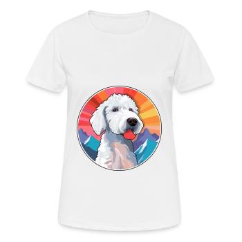 Bedlington Terrier chien race dessin animé Kawaii Waterc - T-shirt respirant Femme - blanc - Devant - AI Model Female 172 dark (172cm)