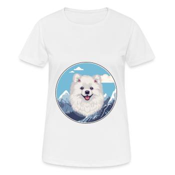 Amerikanische Eskimo-Hunderasse Karikatur Kawaii Watercolo - Frauen T-Shirt atmungsaktiv - Weiß - Vorne - AI Model Female 172 dark (172cm)