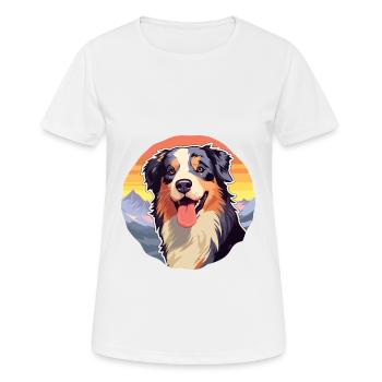 Australian Shepherd Dog Breed Cartoon Kawaii Water - Women's Breathable T-Shirt - white - Front - AI Model Female 172 dark (172cm)