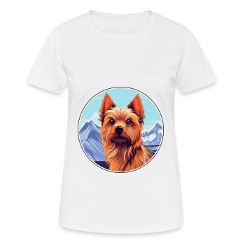 Australian Silky Terrier Dog Breed Cartoon Kawaii - Women's Breathable T-Shirt - white - Front - AI Model Female 172 dark (172cm)