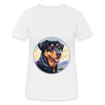 Beauceron Dog Breed Cartoon Kawaii Watercolor - Women's Breathable T-Shirt - white - Front - AI Model Female 172 dark (172cm)