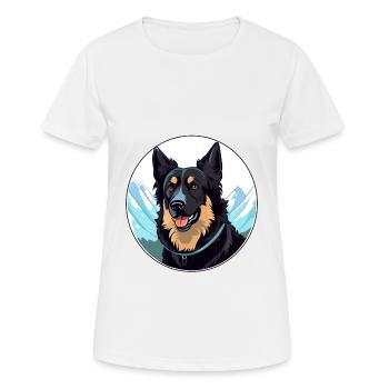 Belgische Groenendael Hunderasse Karikatur Kawaii Wasser - Frauen T-Shirt atmungsaktiv - Weiß - Vorne - AI Model Female 172 dark (172cm)