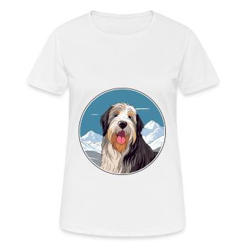 Barbu Collie chien race dessin animé Kawaii aquarelle - T-shirt respirant Femme - blanc - Devant - AI Model Female 172 dark (172cm)
