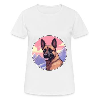 Belgian Malinois Dog Breed Cartoon Kawaii Watercol - Women's Breathable T-Shirt - white - Front - AI Model Female 172 dark (172cm)