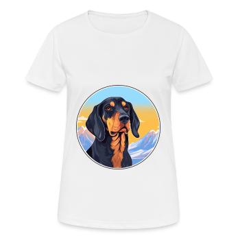 Noir et Tan Coonhound chien race Cartoon Kawaii W - T-shirt respirant Femme - blanc - Devant - AI Model Female 172 dark (172cm)