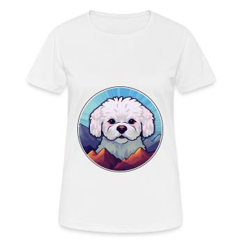 Bichon Frise chien race Cartoon Kawaii aquarelle - T-shirt respirant Femme - blanc - Devant - AI Model Female 172 dark (172cm)