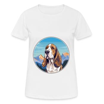 Blue Gascony Basset Dog Breed Cartoon Kawaii Water - Women's Breathable T-Shirt - white - Front - AI Model Female 172 dark (172cm)
