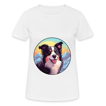 Border Collie Hunderasse Cartoon Kawaii Aquarell - Frauen T-Shirt atmungsaktiv - Weiß - Vorne - AI Model Female 172 dark (172cm)
