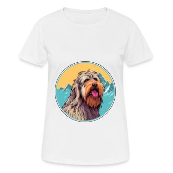 Briard Dog Breed Cartoon Kawaii Watercolor - Women's Breathable T-Shirt - white - Front - AI Model Female 172 dark (172cm)