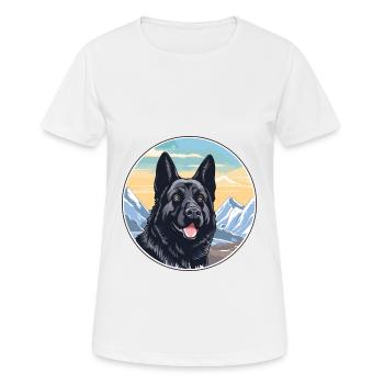 Chien d’élan norvégien noir race de chien Cartoon Kawaii - T-shirt respirant Femme - blanc - Devant - AI Model Female 172 dark (172cm)