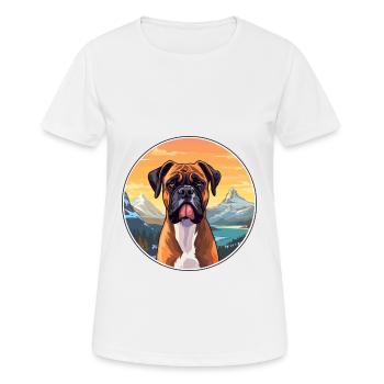 Boxer chien race dessin animé Kawaii aquarelle - T-shirt respirant Femme - blanc - Devant - AI Model Female 172 dark (172cm)