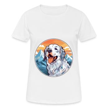 Cao De Gado Transmontano Hunderasse Cartoon Kawaii - Frauen T-Shirt atmungsaktiv - Weiß - Vorne - AI Model Female 172 dark (172cm)