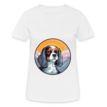 Cavalier Dog Breed Cartoon Kawaii Watercolor - Women's Breathable T-Shirt - white - Front - AI Model Female 172 dark (172cm)