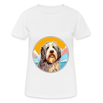 Catalan Sheepdog Dog Breed Cartoon Kawaii Watercol - Women's Breathable T-Shirt - white - Front - AI Model Female 172 dark (172cm)