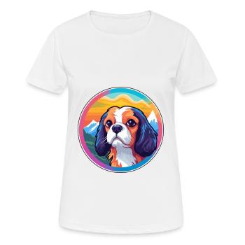 Cavalier King Charles Spaniel Dog Breed Cartoon Ka - Women's Breathable T-Shirt - white - Front - AI Model Female 172 dark (172cm)