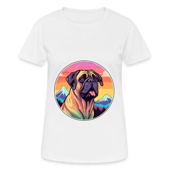 Bullmastiff chien race dessin animé Kawaii aquarelle - T-shirt respirant Femme - blanc - Devant - AI Model Female 172 dark (172cm)