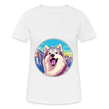 Kanadische Eskimo-Hunderasse Karikatur Kawaii Watercolo - Frauen T-Shirt atmungsaktiv - Weiß - Vorne - AI Model Female 172 dark (172cm)