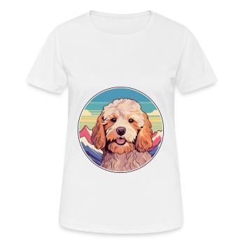 Cockapoo Dog Breed Cartoon Kawaii Watercolor - Women's Breathable T-Shirt - white - Front - AI Model Female 172 dark (172cm)