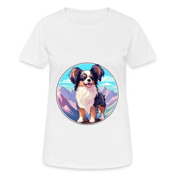 Continental Toy Spaniel Chien Race Cartoon Kawaii W - T-shirt respirant Femme - blanc - Devant - AI Model Female 172 dark (172cm)