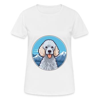Corded Poodle Dog Breed Cartoon Kawaii Watercolor - Women's Breathable T-Shirt - white - Front - AI Model Female 172 dark (172cm)