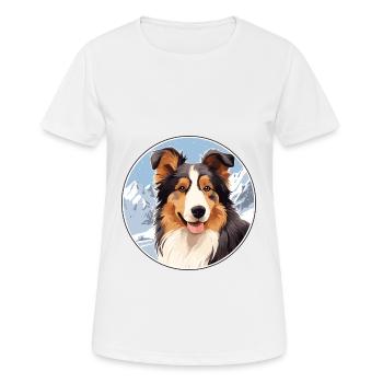 Collie Dog Breed Cartoon Kawaii Watercolor - Women's Breathable T-Shirt - white - Front - AI Model Female 172 dark (172cm)