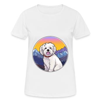 Coton De Tuléar Race De Chien Cartoon Kawaii Watercolo - T-shirt respirant Femme - blanc - Devant - AI Model Female 172 dark (172cm)