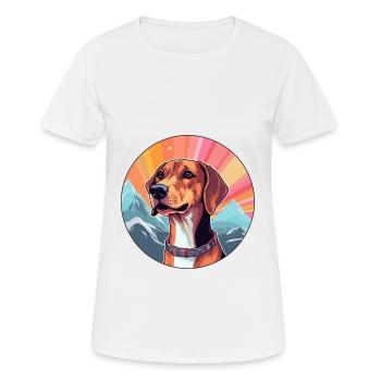 Chien de Crète chien race Cartoon Kawaii aquarelle - T-shirt respirant Femme - blanc - Devant - AI Model Female 172 dark (172cm)