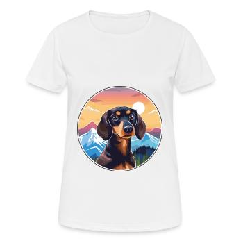 Dackel Hund Rasse Cartoon Kawaii Aquarell - Frauen T-Shirt atmungsaktiv - Weiß - Vorne - AI Model Female 172 dark (172cm)
