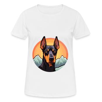 Dobermann Pinscher Hunderasse Cartoon Kawaii Waterco - Frauen T-Shirt atmungsaktiv - Weiß - Vorne - AI Model Female 172 dark (172cm)