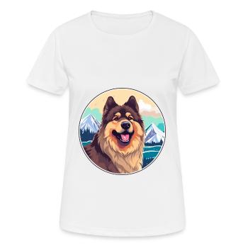 Eurasier Dog Breed Cartoon Kawaii Watercolor - Women's Breathable T-Shirt - white - Front - AI Model Female 172 dark (172cm)