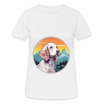 English Setter Dog Breed Cartoon Kawaii Watercolor - Women's Breathable T-Shirt - white - Front - AI Model Female 172 dark (172cm)