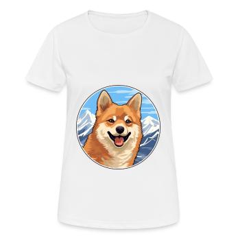 Finnischer Spitz Hunderasse Cartoon Kawaii Aquarell - Frauen T-Shirt atmungsaktiv - Weiß - Vorne - AI Model Female 172 dark (172cm)
