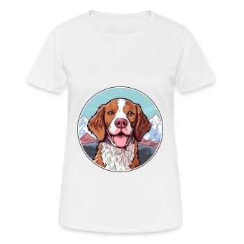 Français Bretagne chien race Cartoon Kawaii Watercolo - T-shirt respirant Femme - blanc - Devant - AI Model Female 172 dark (172cm)
